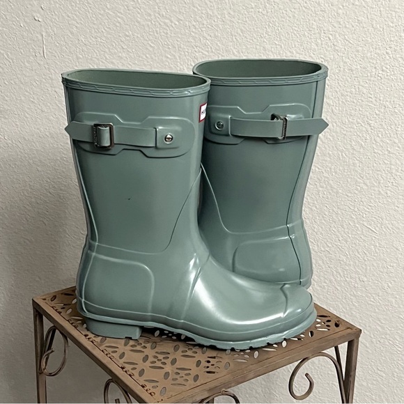 NWB Hunter Original short Gloss Rain Boots Sweet Gale Green US9M EUR40/41 - Picture 5 of 5